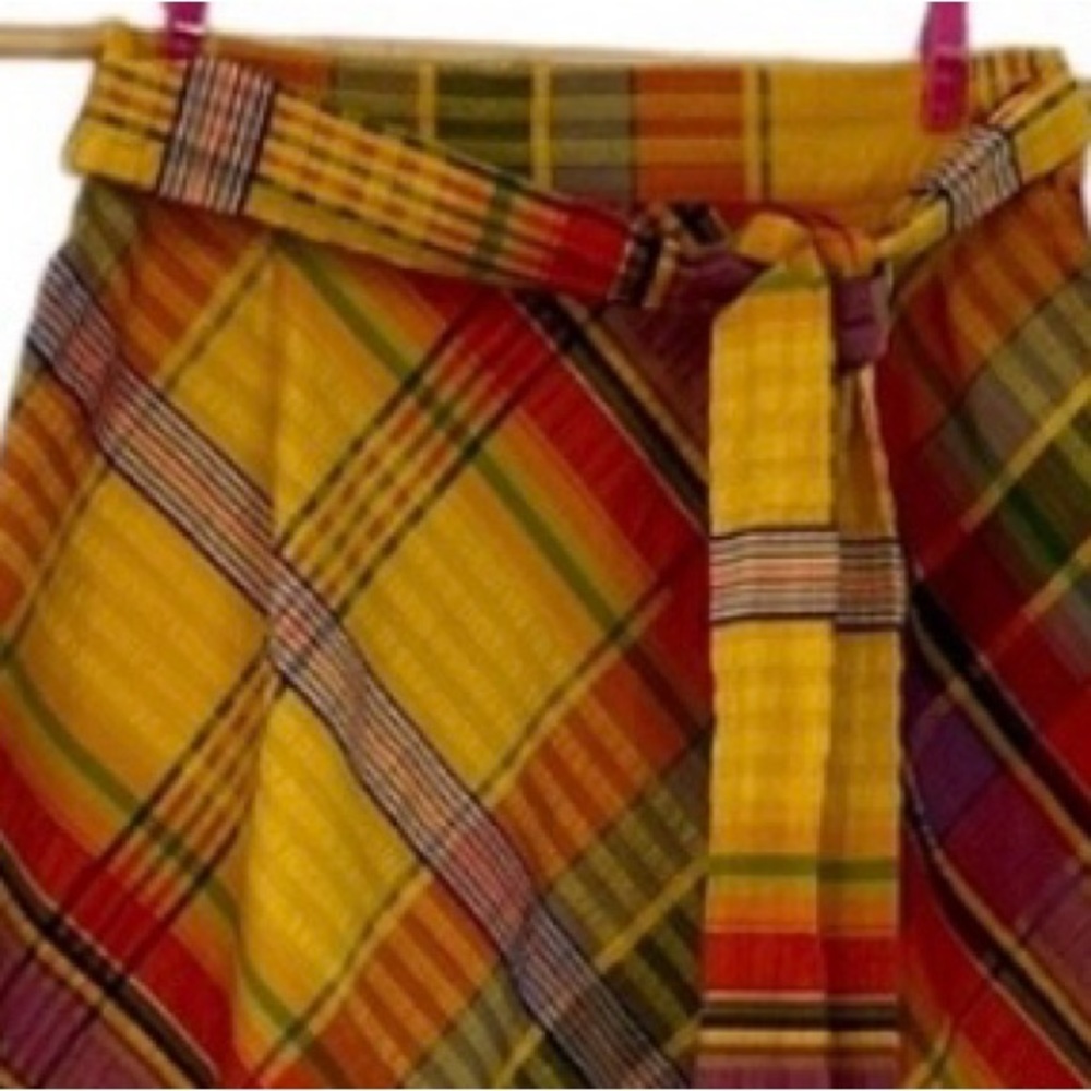 VINTAGE seer sucker maxi skirt Lord & Taylor Fifth Avenue plaid size 8
